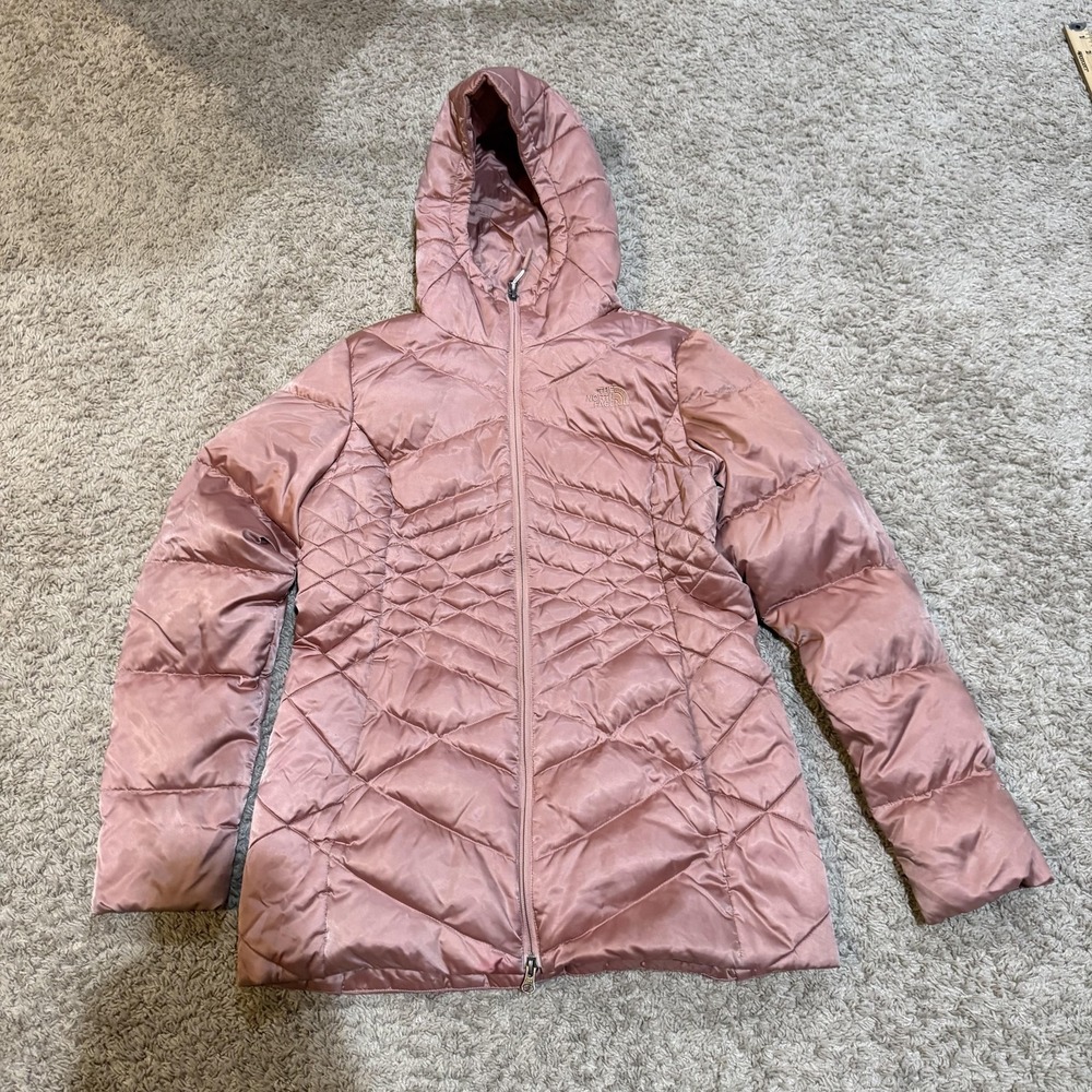The North Face Jacket Womens Medium Pink Down Puffer Hooded Quilted Winter - Picture 2 of 11